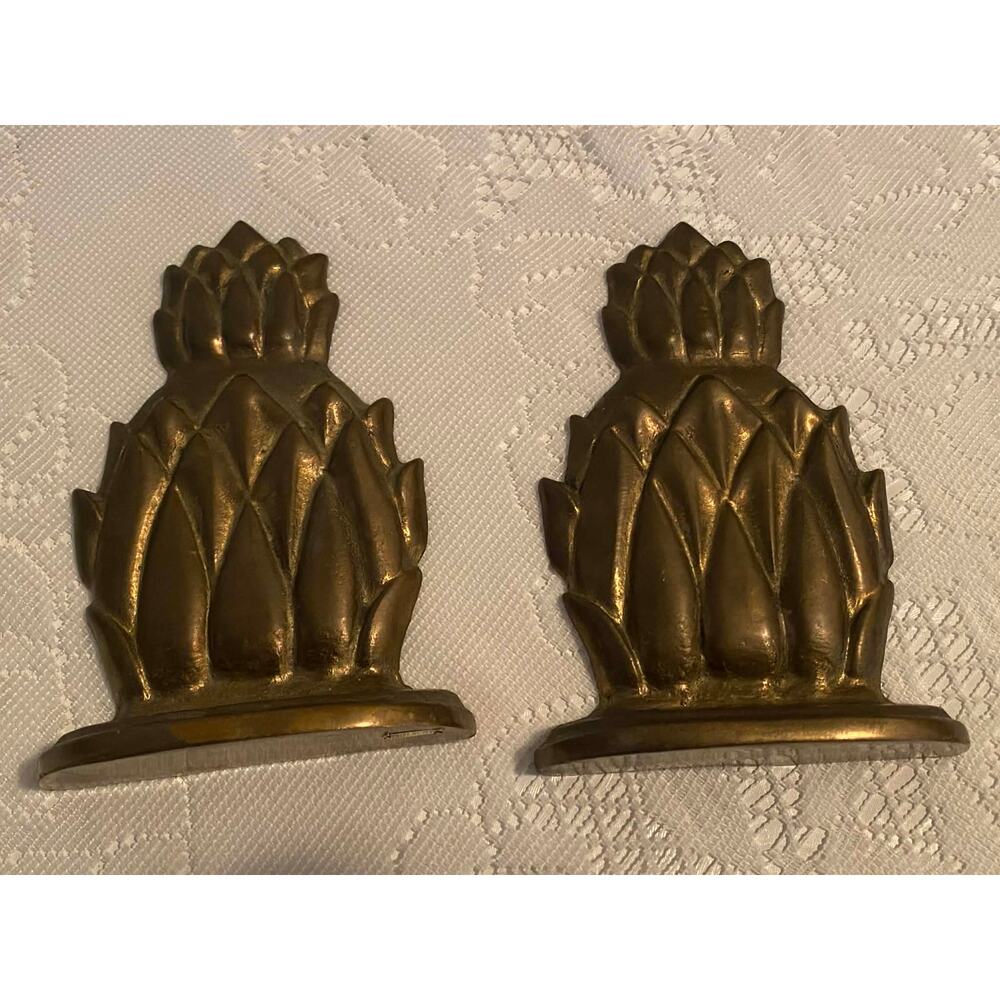 Pair of mid-century Hollywood Regency Brass Pineapple Bookends